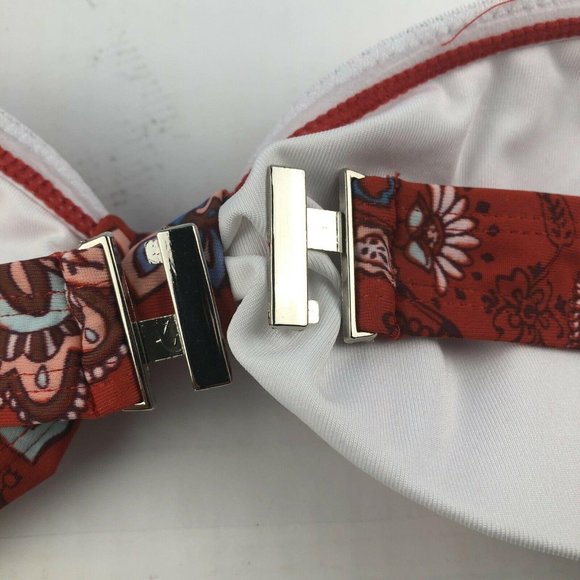 Women Medium MINKPINK Lucia Red Floral Bandeau Bikini Top - Picture 6 of 8